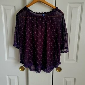 HTF Free People Floral Crochet Tee